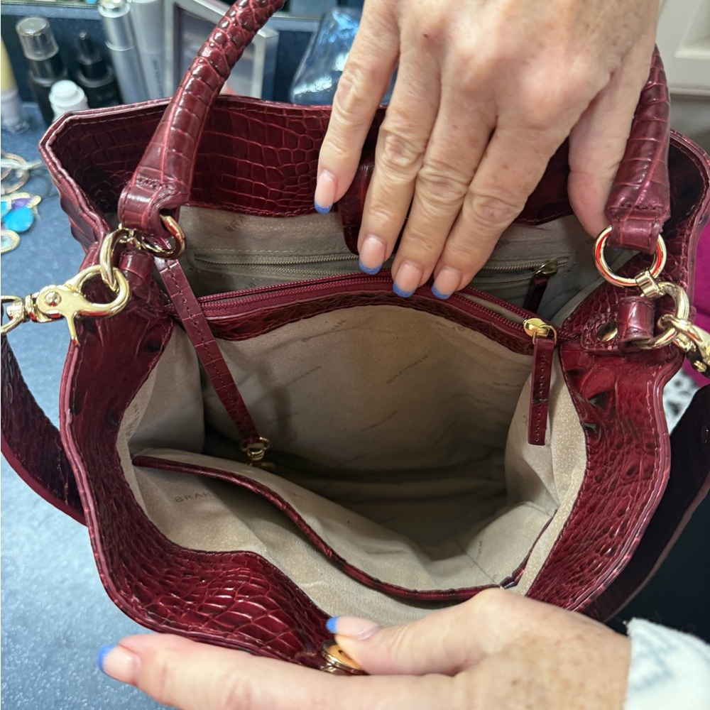 Brahmin Crimson Croc-Embossed Shoulder Bag - Picture 3 of 4